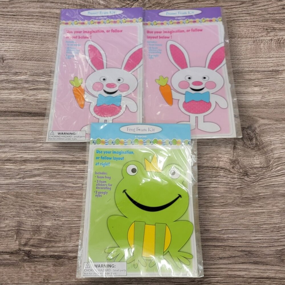 Easter Foam Craft Kit Lot of 3‎ Bunny Frog Age 3+ Kids Children Holiday Animal